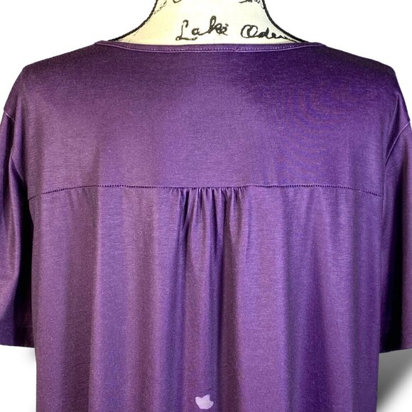 Bebonnie Blouse Womens Sz 3X Purple Floral Notch Neck Short Sleeve Pleated Tunic - Picture 4 of 10